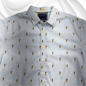 DENIM & FLOWER Men’s Large Slim Fit Pineapple Print Shirt